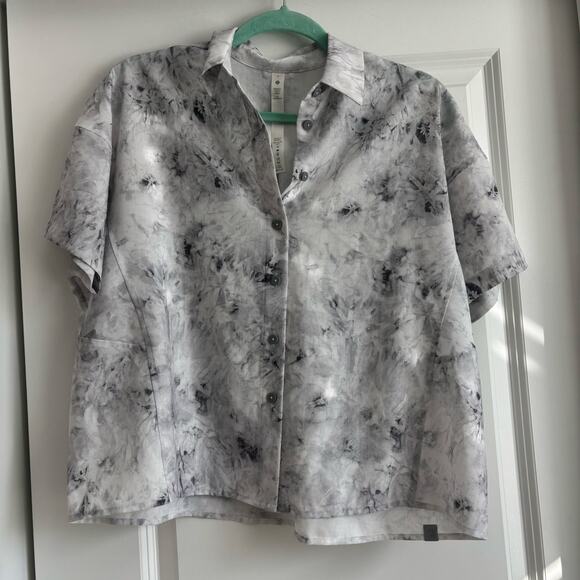 Lululemon Full Day Ahead Short Sleeve Shirt Sz 4 Marbled Athletic Athleisure - Picture 1 of 6